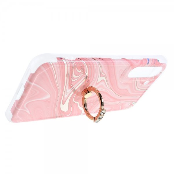 Samsung Galaxy S22 Plus Deksel Ring Marmormønster Rosa