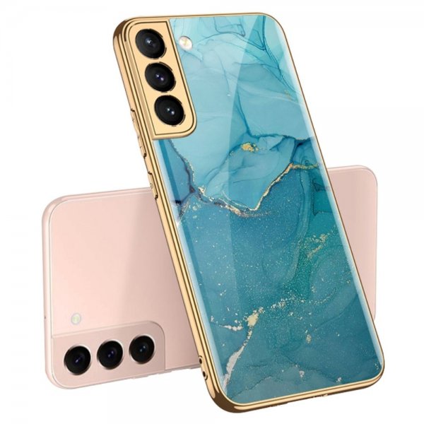 GKK Samsung Galaxy S22 Plus Deksel Motiv Marmor Blå