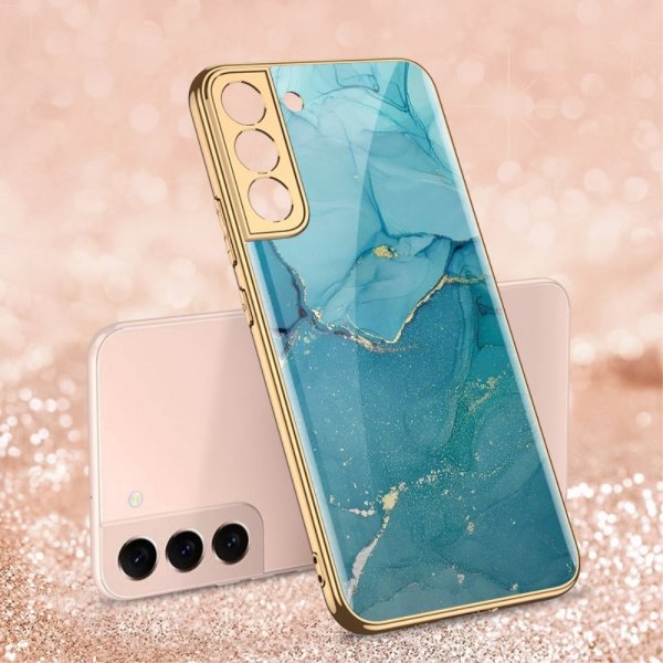 GKK Samsung Galaxy S22 Plus Deksel Motiv Marmor Blå