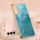 GKK Samsung Galaxy S22 Plus Deksel Motiv Marmor Blå