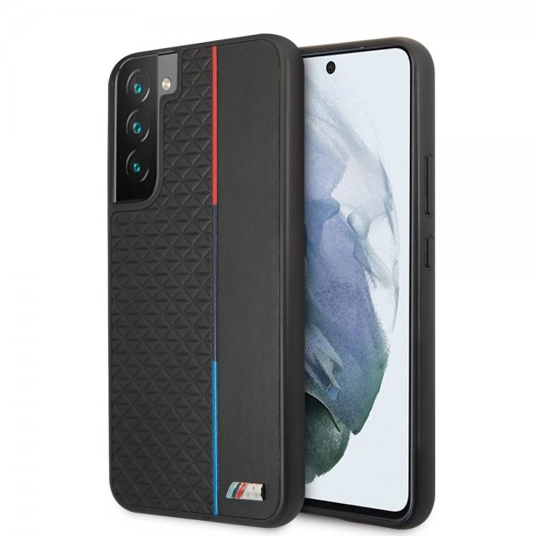 BMW Samsung Galaxy S22 Plus Deksel Triangle Pattern & Tricolor Stripe Svart