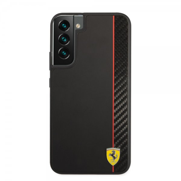 Ferrari Samsung Galaxy S22 Plus Deksel Vertical Stripe Metal Logo  Svart