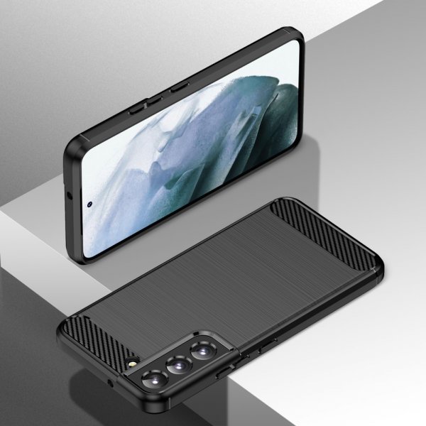 Samsung Galaxy S22 Deksel Børstet Karbonfibertekstur Svart