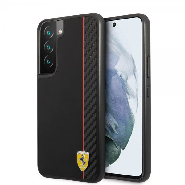 Ferrari Samsung Galaxy S22 Deksel Vertical Stripe Metal Logo  Svart