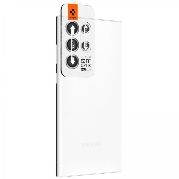 Spigen Samsung Galaxy S22 Ultra Kamerabeskytter GLAS.tR EZ Fit Optik Pro 2-pakning Phantom White