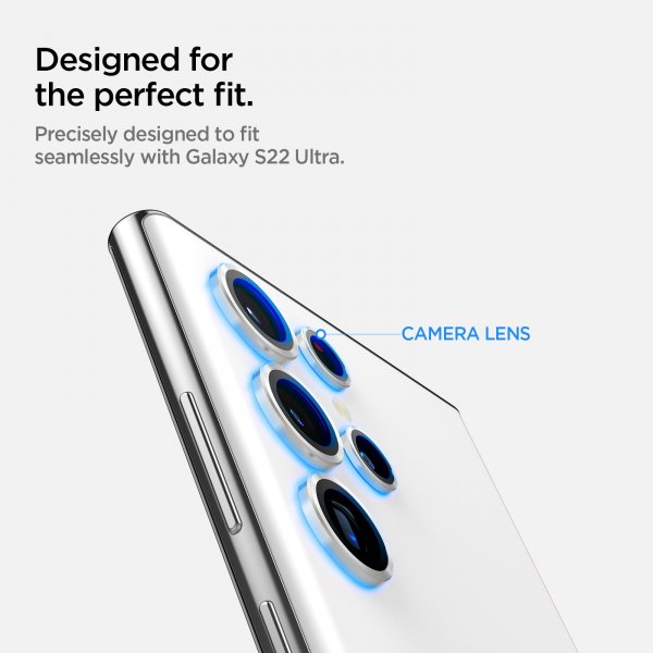 Spigen Samsung Galaxy S22 Ultra Kamerabeskytter GLAS.tR EZ Fit Optik Pro 2-pakning Phantom White