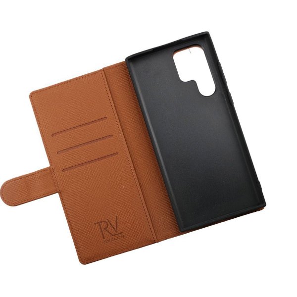 Rvelon Samsung Galaxy S22 Ultra Etui Detachable Wallet Case Brun