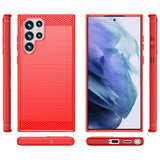 Samsung Galaxy S22 Ultra Deksel Børstet Karbonfibertekstur Rød