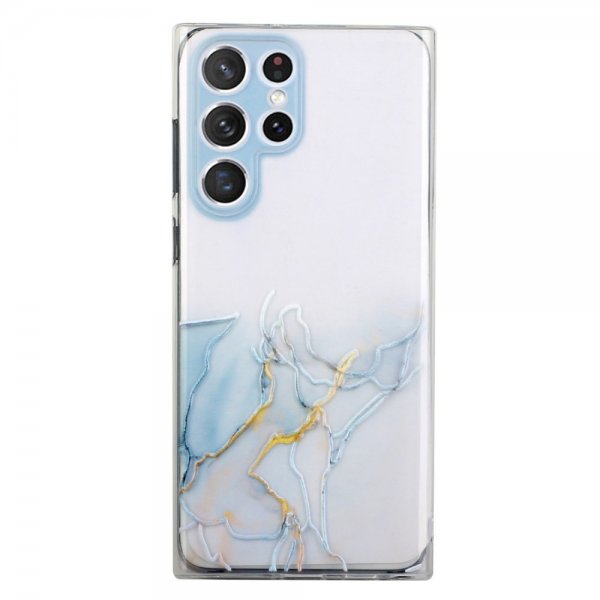Samsung Galaxy S22 Ultra Deksel Marmormønster Lyse Blå
