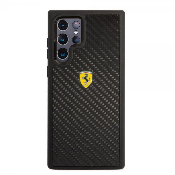 Ferrari Samsung Galaxy S22 Ultra Deksel Real Carbon Metal Logo Svart