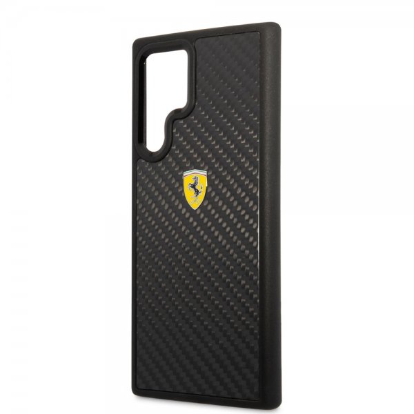 Ferrari Samsung Galaxy S22 Ultra Deksel Real Carbon Metal Logo Svart