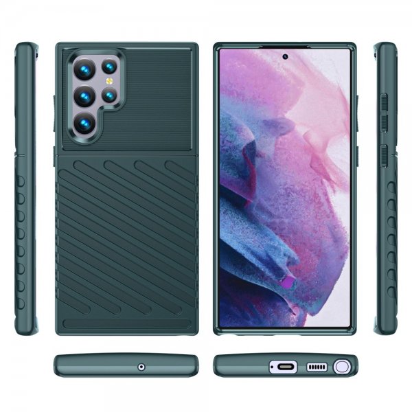 Samsung Galaxy S22 Ultra Deksel Thunder Series Grønn