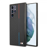 BMW Samsung Galaxy S22 Ultra Deksel Triangle Pattern & Tricolor Stripe Svart