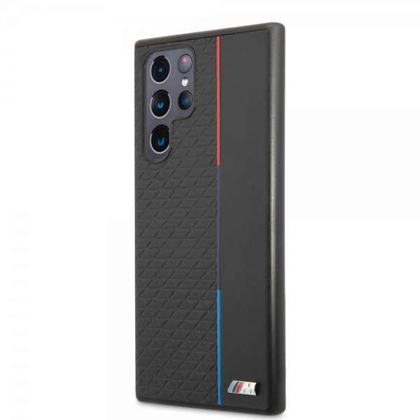 BMW Samsung Galaxy S22 Ultra Deksel Triangle Pattern & Tricolor Stripe Svart