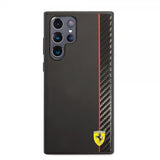 Ferrari Samsung Galaxy S22 Ultra Deksel Vertical Stripe Metal Logo  Svart