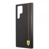 Ferrari Samsung Galaxy S22 Ultra Deksel Vertical Stripe Metal Logo  Svart