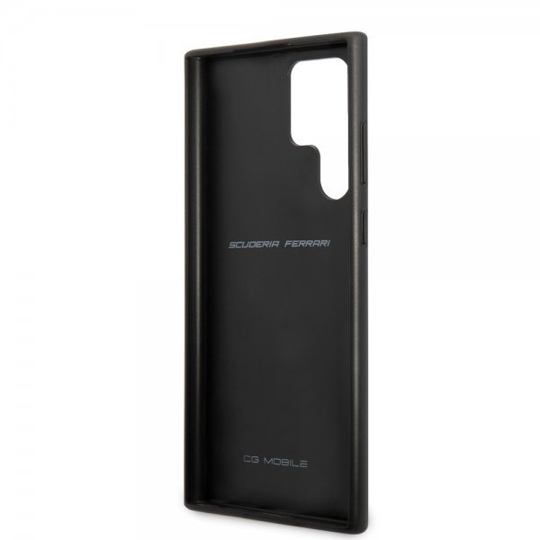 Ferrari Samsung Galaxy S22 Ultra Deksel Vertical Stripe Metal Logo  Svart