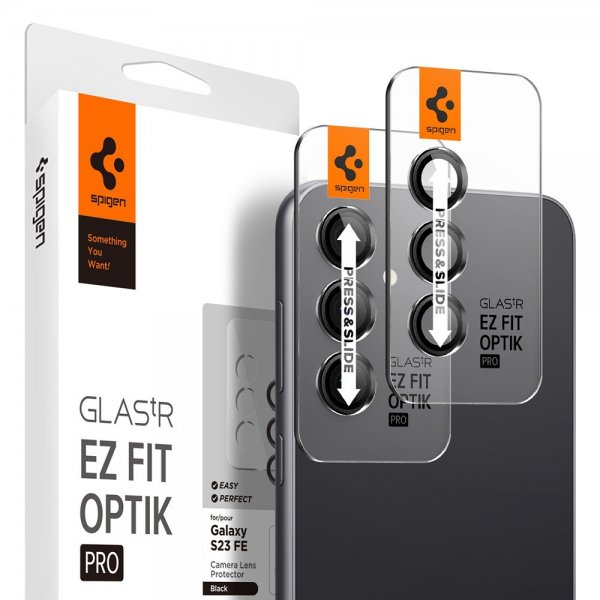 Spigen Samsung Galaxy S23 FE Kamerabeskytter Glas.tR EZ Fit Optik Pro 2-pakning Svart