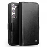 Qialino Samsung Galaxy S23 Etui Ekte Skinn Svart