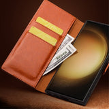 Qialino Samsung Galaxy S23 Etui Ekte Skinn Svart