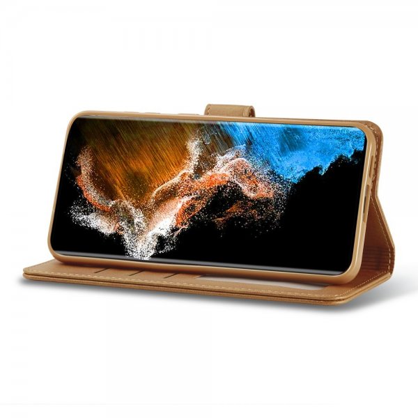 Lc.Imeeke Samsung Galaxy S23 Etui med Kortlomme stativfunksjon Brun