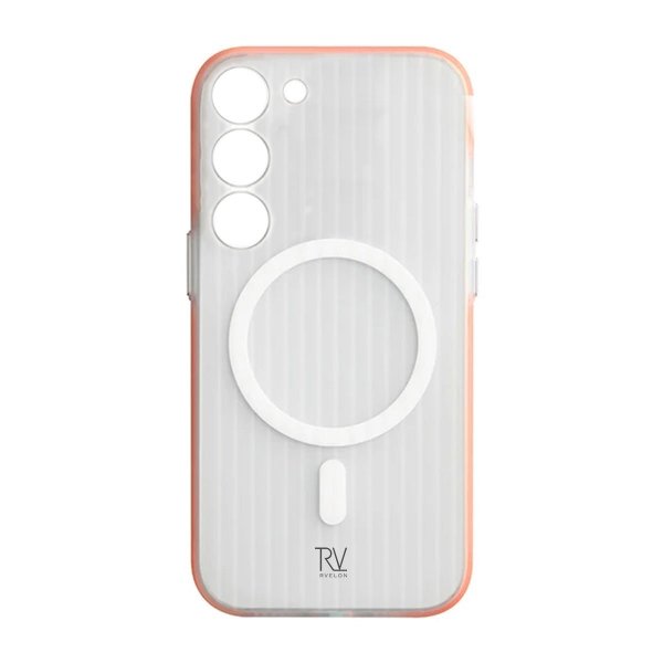 Rvelon Samsung Galaxy S23 Deksel Korrugerte MagSafe Oransje