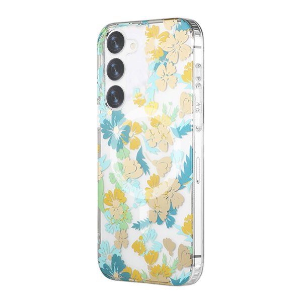 Samsung Galaxy S23 Deksel Blomstermønster MagSafe Turkis