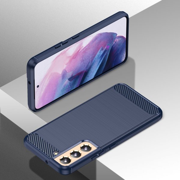 Samsung Galaxy S23 Plus Deksel Børstet Karbonfibertekstur Blå
