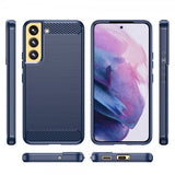 Samsung Galaxy S23 Plus Deksel Børstet Karbonfibertekstur Blå