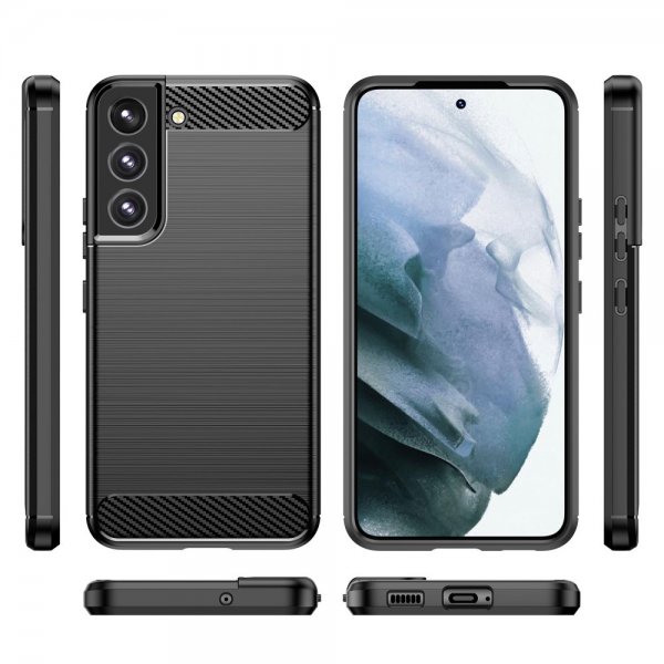 Samsung Galaxy S23 Plus Deksel Børstet Karbonfibertekstur Svart