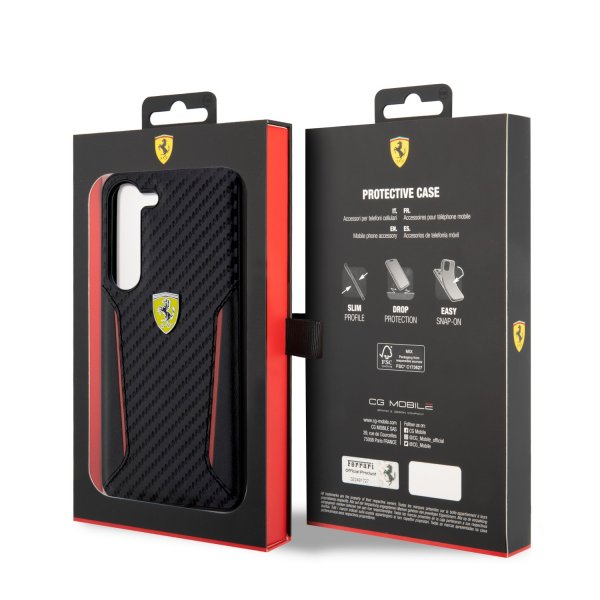 Ferrari Samsung Galaxy S23 Plus Deksel Carbon & Stripe Svart