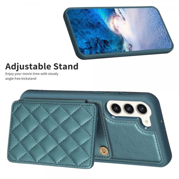 Samsung Galaxy S23 Plus Deksel Kortholder Rombemønster Grønn