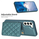 Samsung Galaxy S23 Plus Deksel Kortholder Rombemønster Grønn