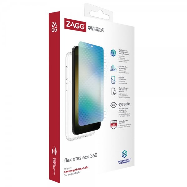Zagg InvisibleShield Samsung Galaxy S23 Plus Deksel med Skjermbeskytter Flex XTR2 Eco 360