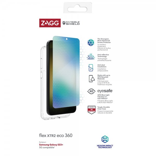 Zagg InvisibleShield Samsung Galaxy S23 Plus Deksel med Skjermbeskytter Flex XTR2 Eco 360