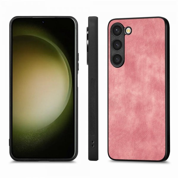 ENKAY Samsung Galaxy S23 Plus Deksel med Skjermbeskytter Skinntekstur Rosa