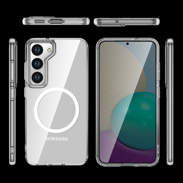 Samsung Galaxy S23 Plus Deksel Transparent MagSafe Sølv