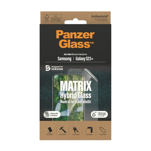 PanzerGlass Samsung Galaxy S23 Plus Skjermbeskytter Matrix Hybrid Glass EasyAligner