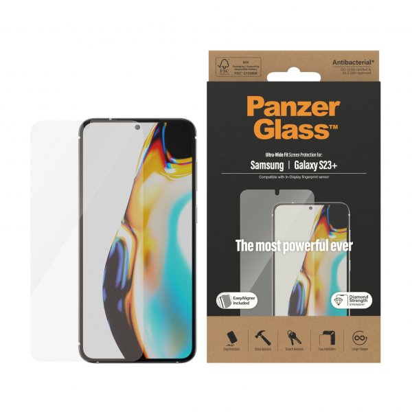 PanzerGlass Samsung Galaxy S23 Plus Skjermbeskytter Ultra-Wide Fit EasyAligner