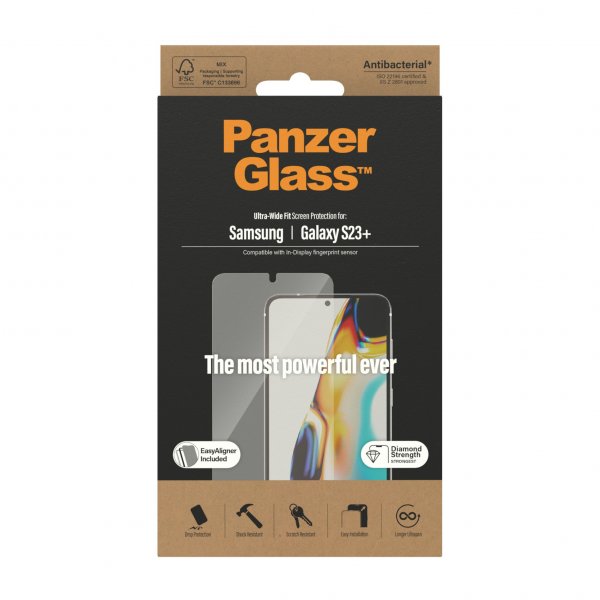 PanzerGlass Samsung Galaxy S23 Plus Skjermbeskytter Ultra-Wide Fit EasyAligner