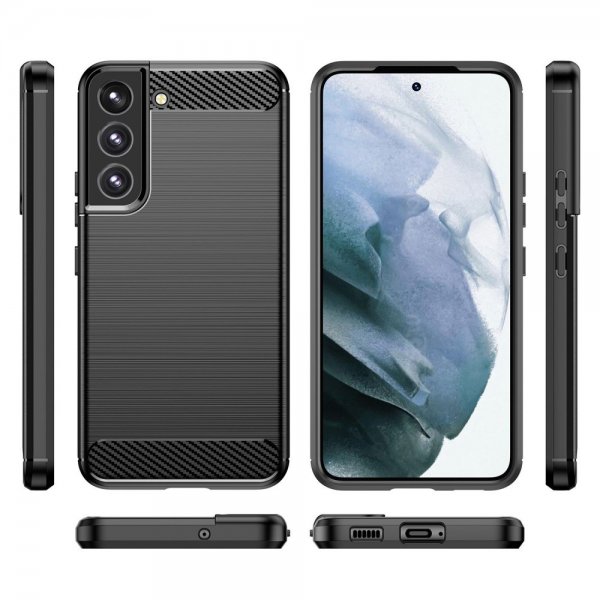 Samsung Galaxy S23 Deksel Børstet Karbonfibertekstur Svart