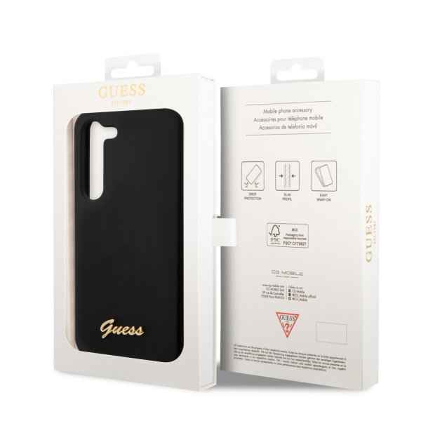 Guess Samsung Galaxy S23 Deksel Liquid Silicone Metal Logo Svart