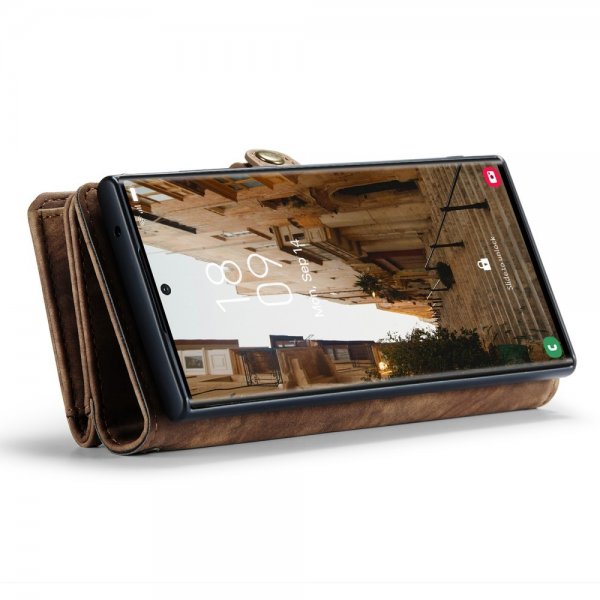CaseMe Samsung Galaxy S23 Ultra Etui 008 Series Avtakbart Deksel Brun