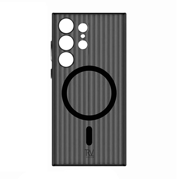 Rvelon Samsung Galaxy S23 Ultra Deksel Korrugerte MagSafe Svart