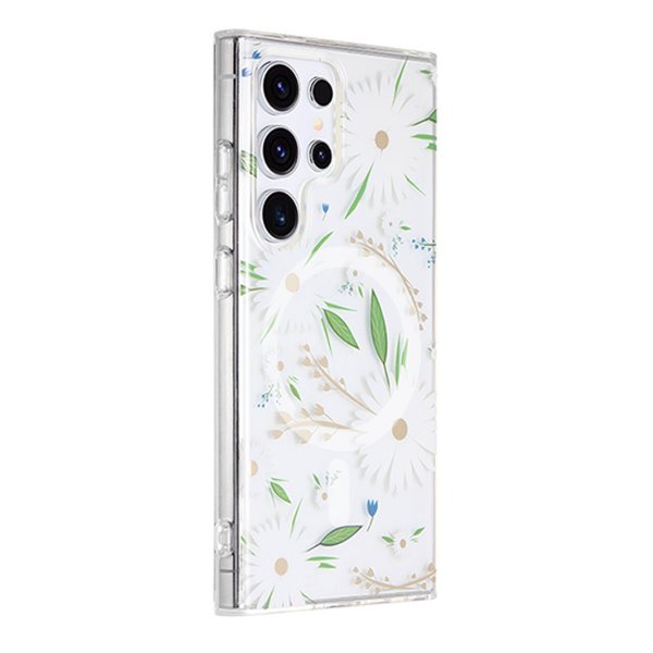 Samsung Galaxy S23 Ultra Deksel Blomstermønster MagSafe Hvit