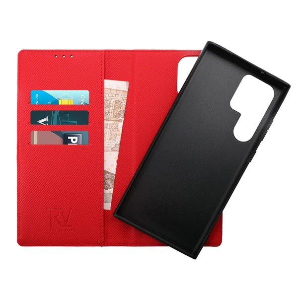 Rvelon Samsung Galaxy S23 Ultra Etui Detachable Wallet Case Rød
