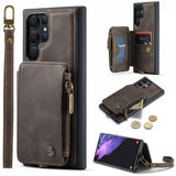 CaseMe Samsung Galaxy S23 Ultra Deksel C20 Kortlomme Glidelås Kaffe