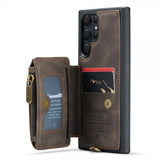 CaseMe Samsung Galaxy S23 Ultra Deksel C20 Kortlomme Glidelås Kaffe