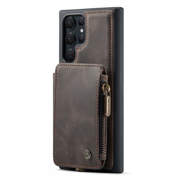 CaseMe Samsung Galaxy S23 Ultra Deksel C20 Kortlomme Glidelås Kaffe
