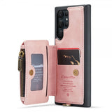 CaseMe Samsung Galaxy S23 Ultra Deksel C20 Kortlomme Glidelås Rosa